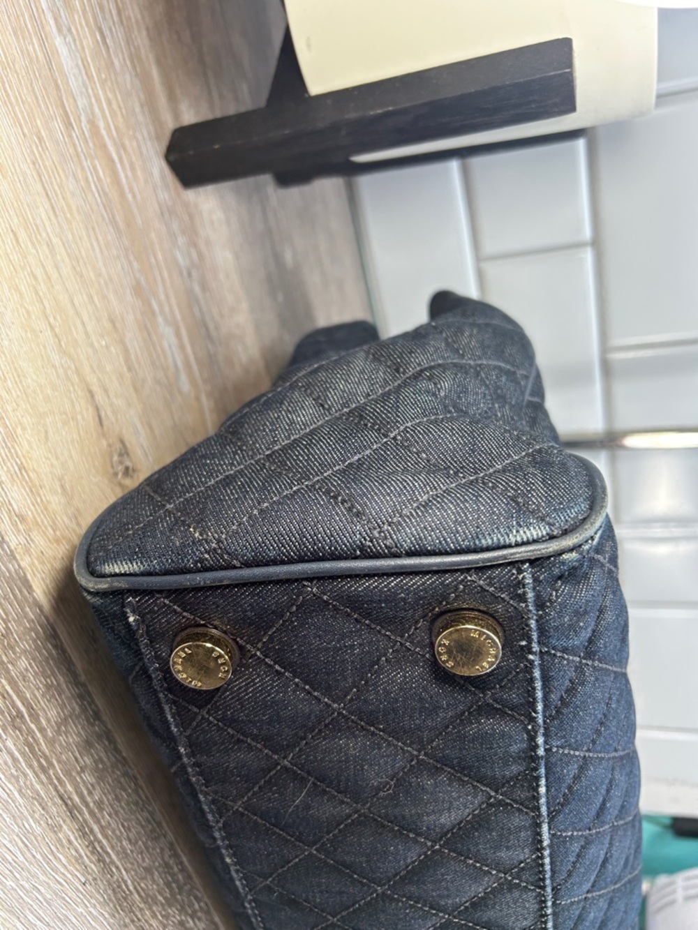 1955 Michael Kors dark denim Leather Tote with Gold Hardware 259041955 - Picture 10 of 16